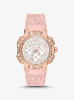 Oversized Sydney Pavé Rose Gold-Tone and Logo Watch