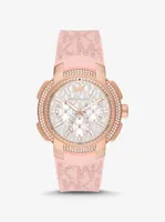 Oversized Sydney Pavé Rose Gold-Tone and Logo Watch