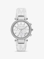 Oversized Parker Pavé Silver-Tone and Logo Watch