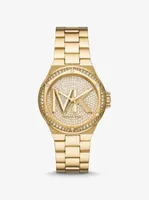 Lennox Pavé Logo Gold-Tone Logo Watch