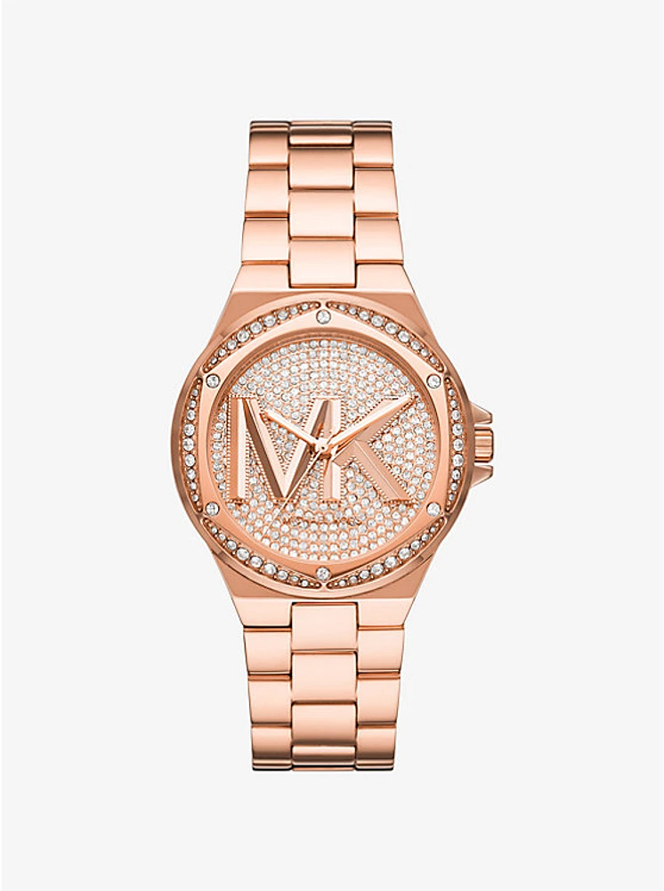 Lennox Pavé Logo Rose Gold-Tone Watch