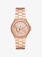 Lennox Pavé Logo Rose Gold-Tone Watch