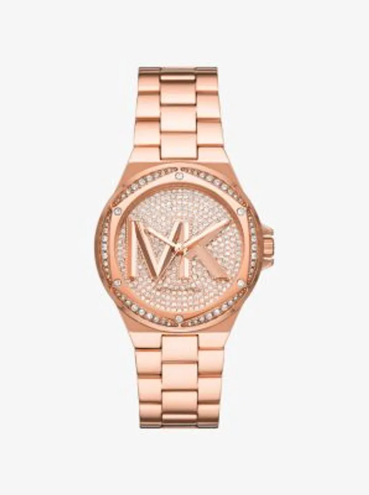 Lennox Pavé Logo Rose Gold-Tone Watch