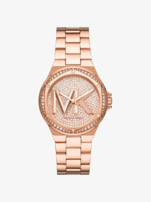 Lennox Pavé Logo Rose Gold-Tone Watch