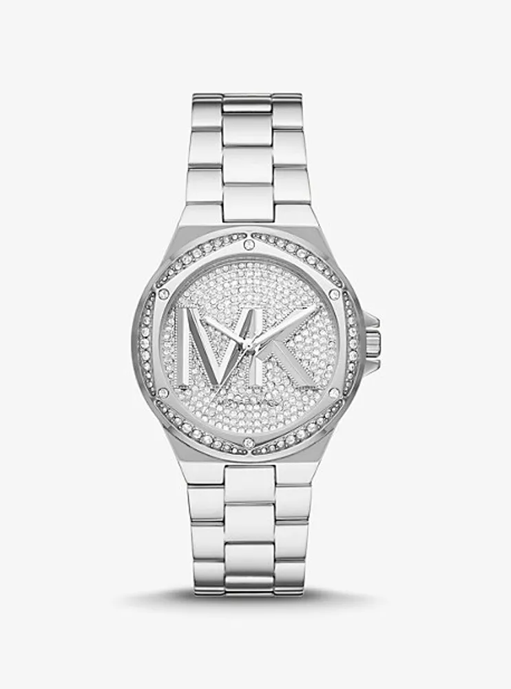 Lennox Pavé Logo Silver-Tone Watch