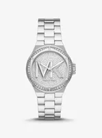 Lennox Pavé Logo Silver-Tone Watch