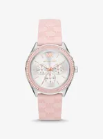 Oversized Jessa Silver-Tone and Embossed Silicone Watch