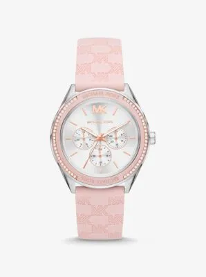 Oversized Jessa Silver-Tone and Embossed Silicone Watch