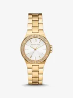 Mini Lennox Pavé Gold-Tone Watch