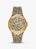 Oversized Lennox Animal Pavé Gold-Tone Watch