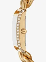 Oversized Emery Pavé Gold-Tone Curb Link Watch