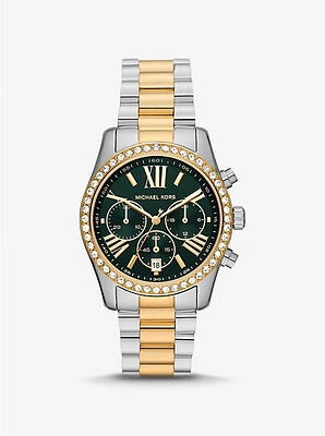 Oversized Lexington Pavé Two-Tone Watch