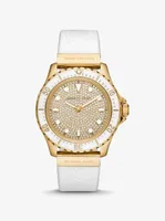 Oversized Slim Everest Pavé Gold-Tone and Embossed Silicone Watch