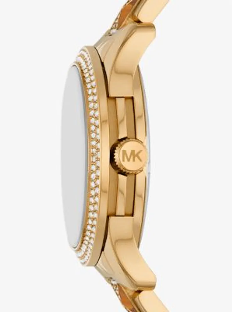 Runway Pavé Gold-Tone and Tiger's Eye Watch