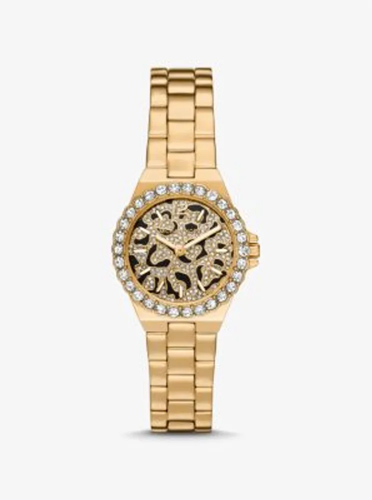 Mini Lennox Animal Pavé Gold-Tone Watch