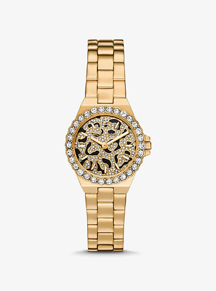 Mini Lennox Animal Pavé Gold-Tone Watch