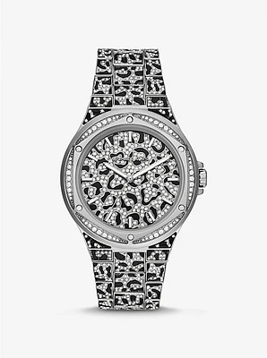 Oversized Lennox Animal Pavé Silver-Tone Watch