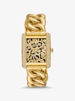 Mini Emery Animal Pavé Gold-Tone Curb Link Watch