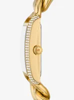 Mini Emery Animal Pavé Gold-Tone Curb Link Watch