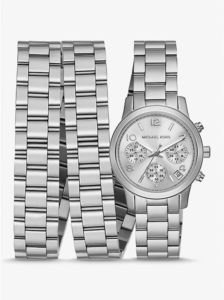 Runway Rhodium-Plated Stainless Steel Triple Wrap Watch