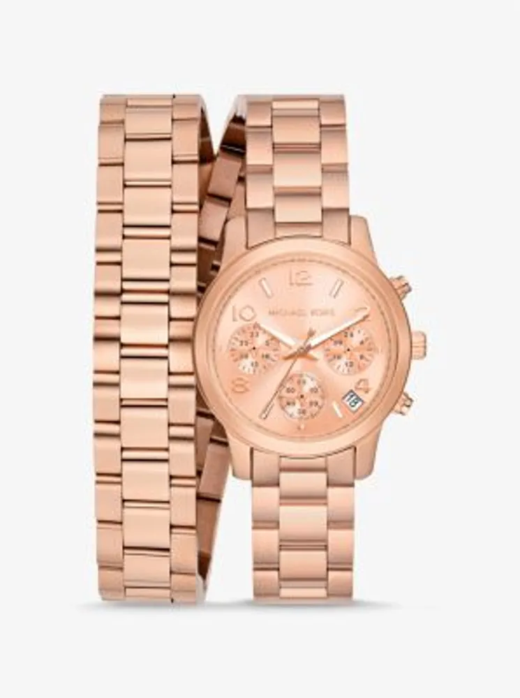 Runway Rose Gold-Tone Wrap Watch