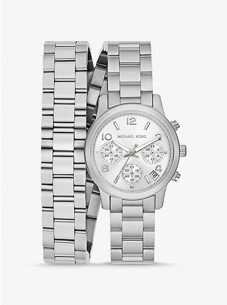 Runway Silver-Tone Wrap Watch