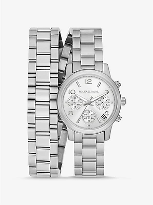 Runway Silver-Tone Wrap Watch