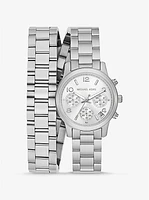 Runway Silver-Tone Wrap Watch