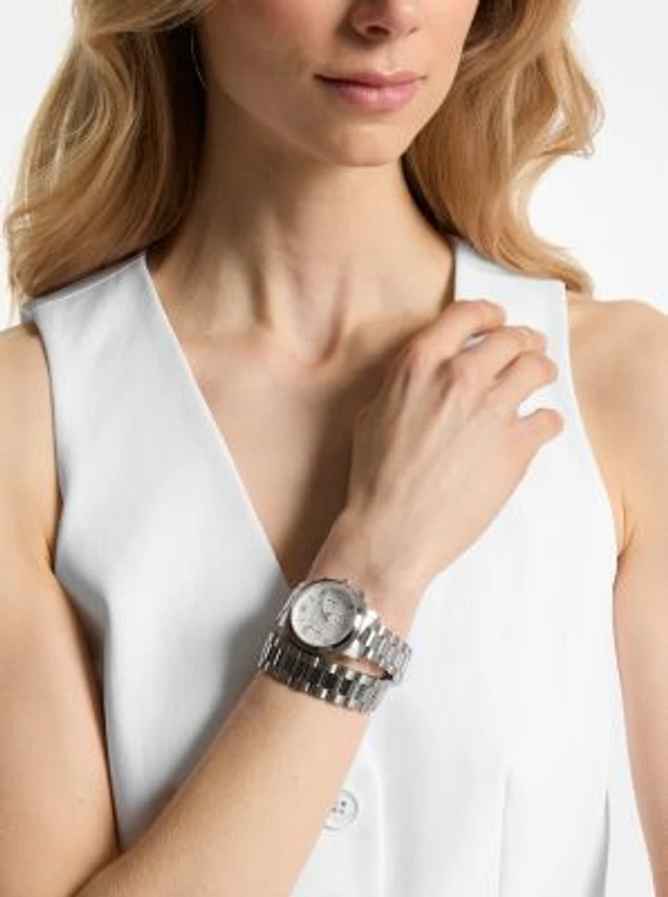 Runway Silver-Tone Wrap Watch