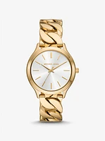 Slim Runway Gold-Tone Curb-Link Watch