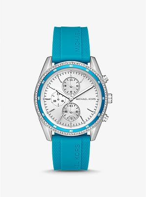 Oversized Hadyn Pavé Silver-Tone Watch