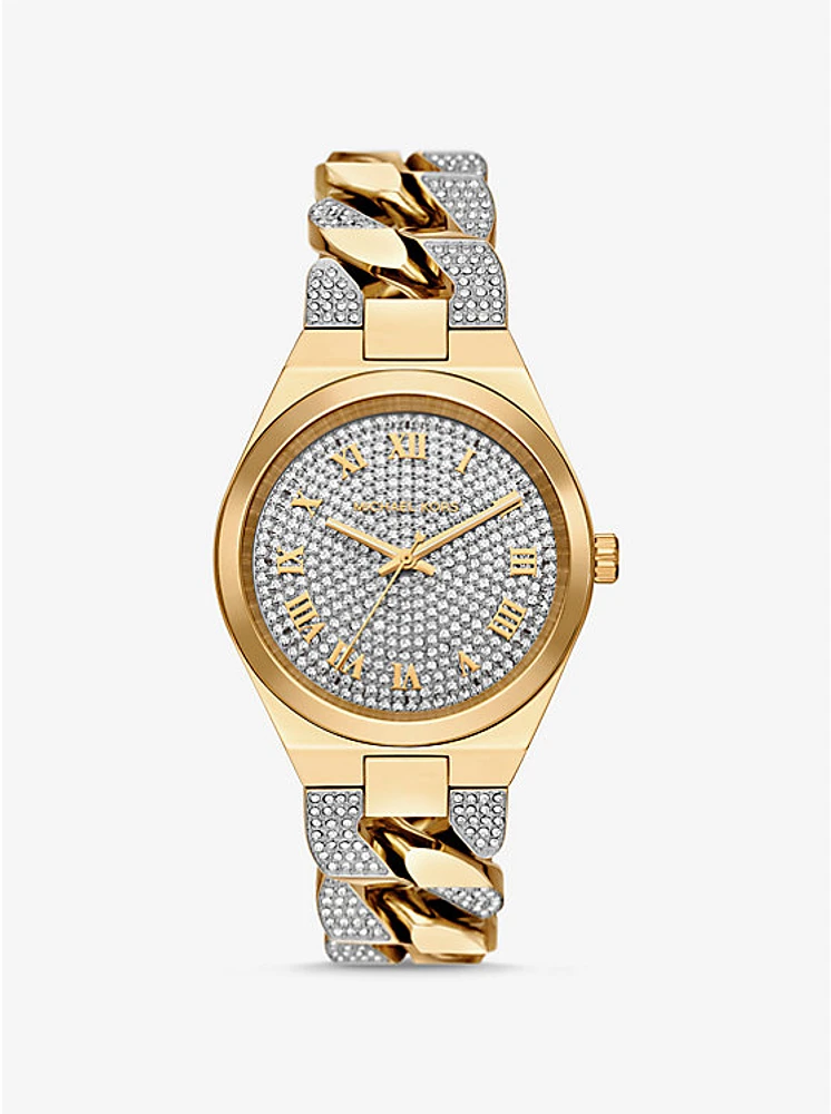 Lennox Pavé Gold-Tone Curb-Link Watch