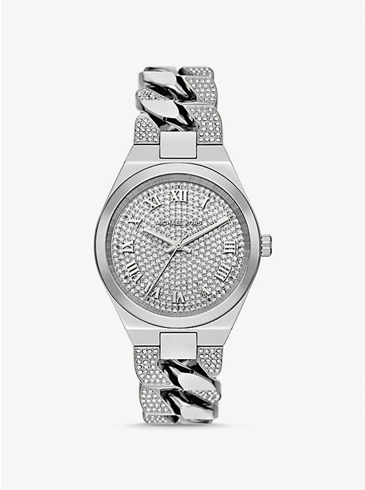 Lennox Pavé Silver-Tone Curb-Link Watch