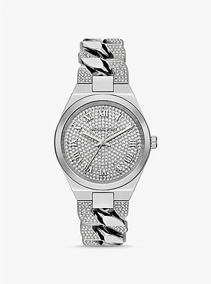 Lennox Pavé Silver-Tone Curb-Link Watch