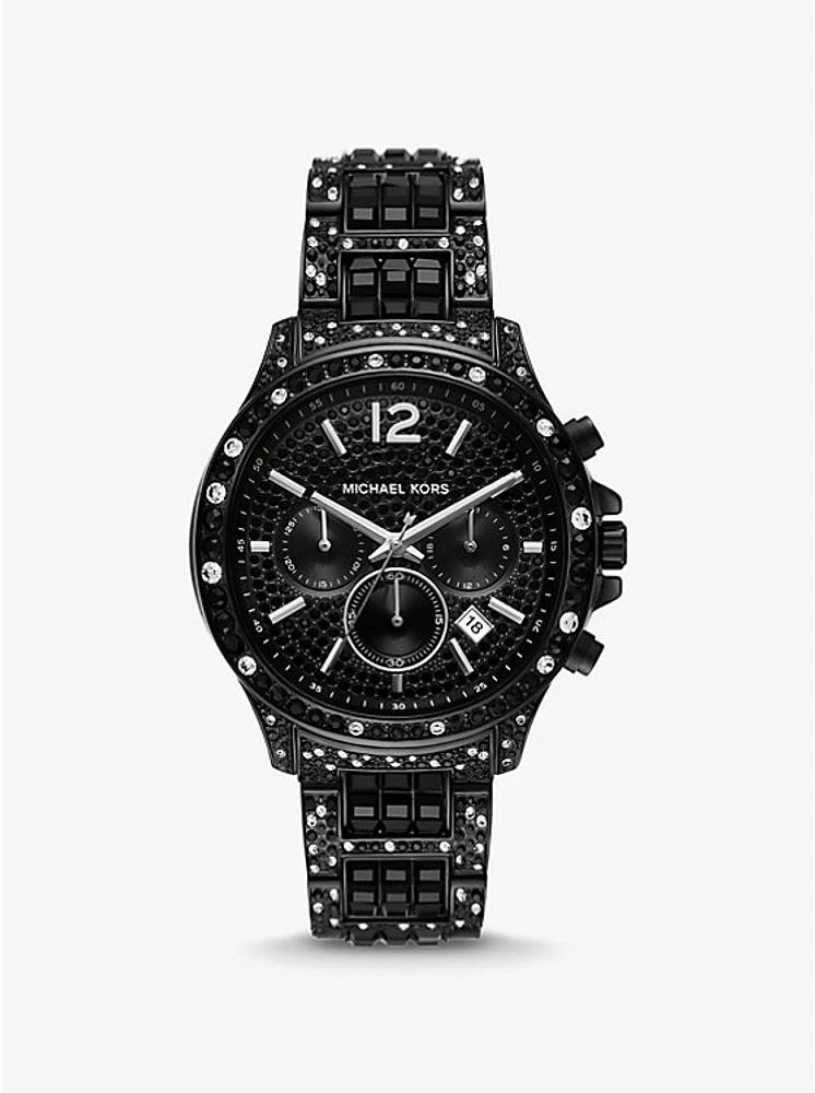 Limited-Edition Oversized Sage Pavé Black-Tone Watch