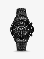 Limited-Edition Oversized Sage Pavé Black-Tone Watch