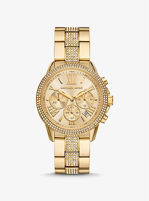 Oversized Brynn Pavé Gold-Tone Watch