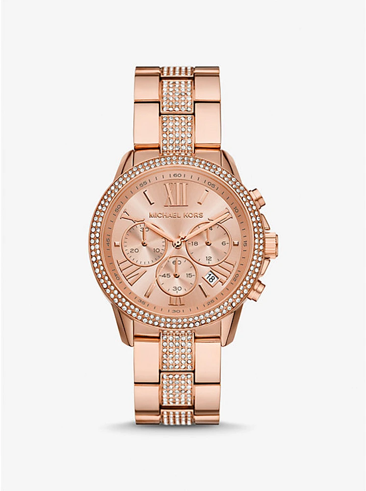 Oversized Brynn Pavé Rose Gold-Tone Watch