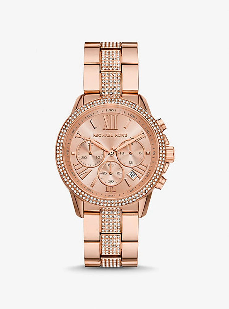 Oversized Brynn Pavé Rose Gold-Tone Watch