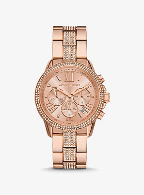 Oversized Brynn Pavé Rose Gold-Tone Watch