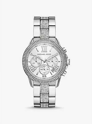 Oversized Brynn Pavé Silver-Tone Watch