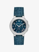 Oversized Gramercy Silver-Tone Denim Watch