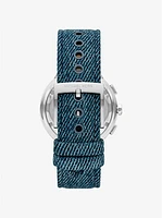 Oversized Gramercy Silver-Tone Denim Watch