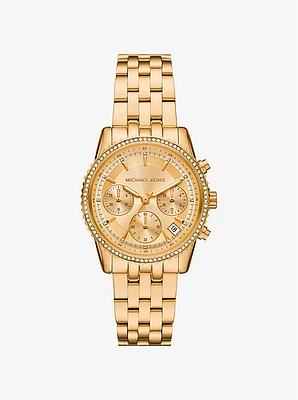 Mini Ritz Pavé Gold-Tone Watch