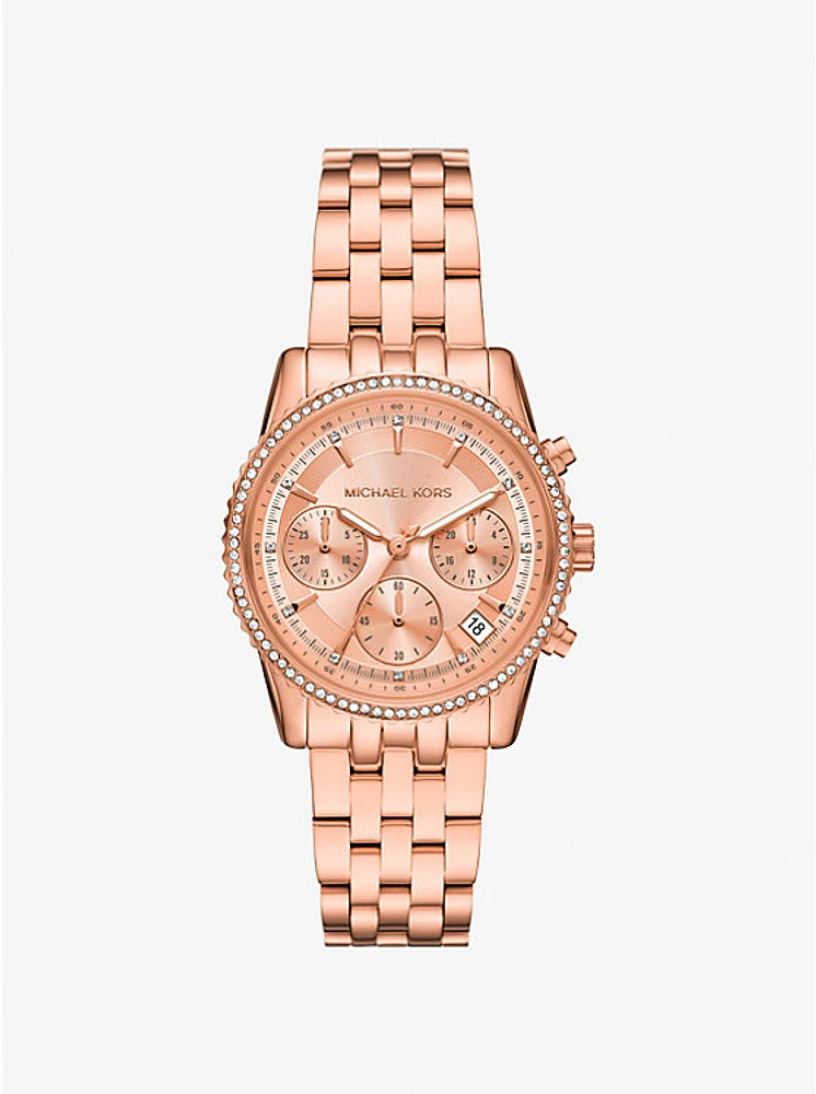 Mini Ritz Pavé Rose Gold-Tone Watch