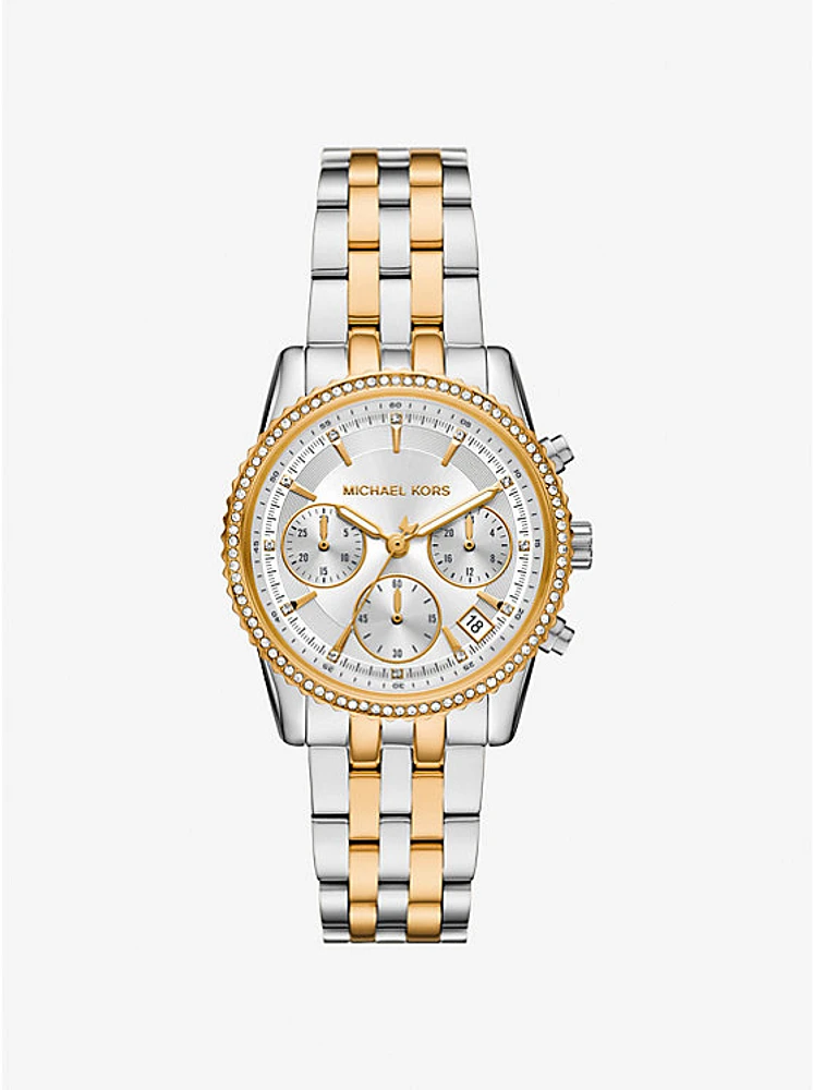 Reloj Ritz mini en dos tonos con pavé