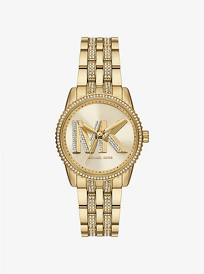 Mini Ritz Pavé Logo Gold-Tone Watch