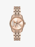 Mini Ritz Pavé Logo Rose Gold-Tone Watch