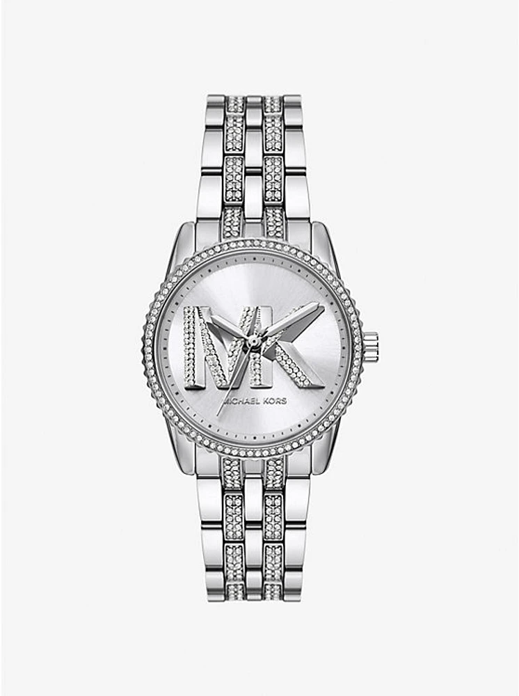 Mini Ritz Pavé Logo Silver-Tone Watch