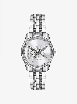 Mini Ritz Pavé Logo Silver-Tone Watch